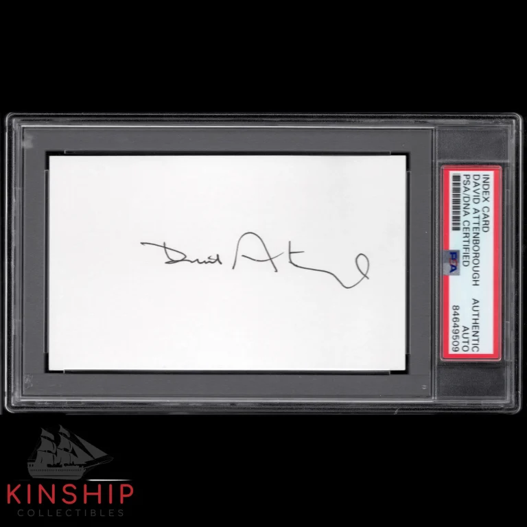 David Attenborough signed 3x5 Index Card PSA DNA Slabbed Rare Bold Auto C1157