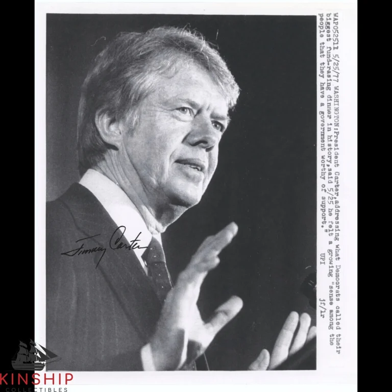 President Jimmy Carter signed B&W Photo JSA COA Rare Bold Full Auto B1025
