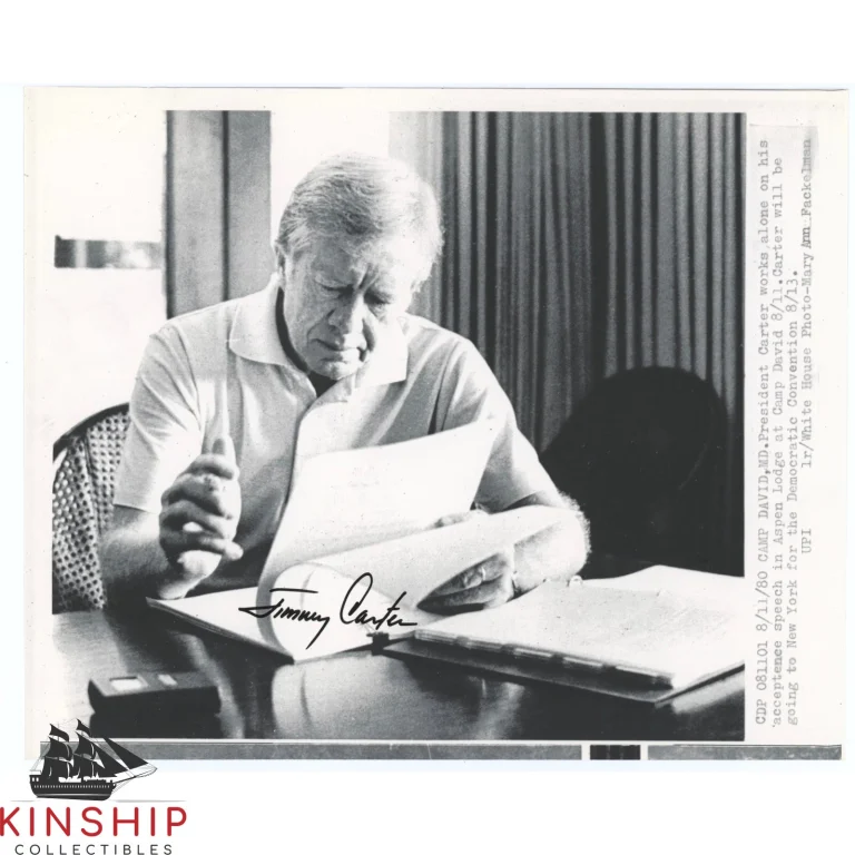 President Jimmy Carter signed B&W Photo JSA COA Rare Full Auto Bold B1024