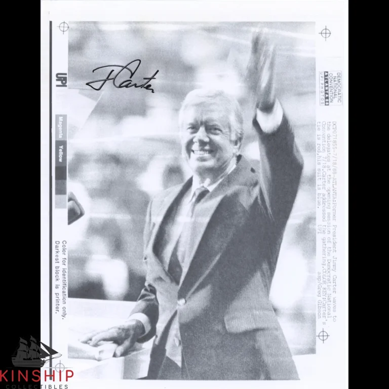 President Jimmy Carter signed B&W Photo JSA COA Rare Bold Auto B1026