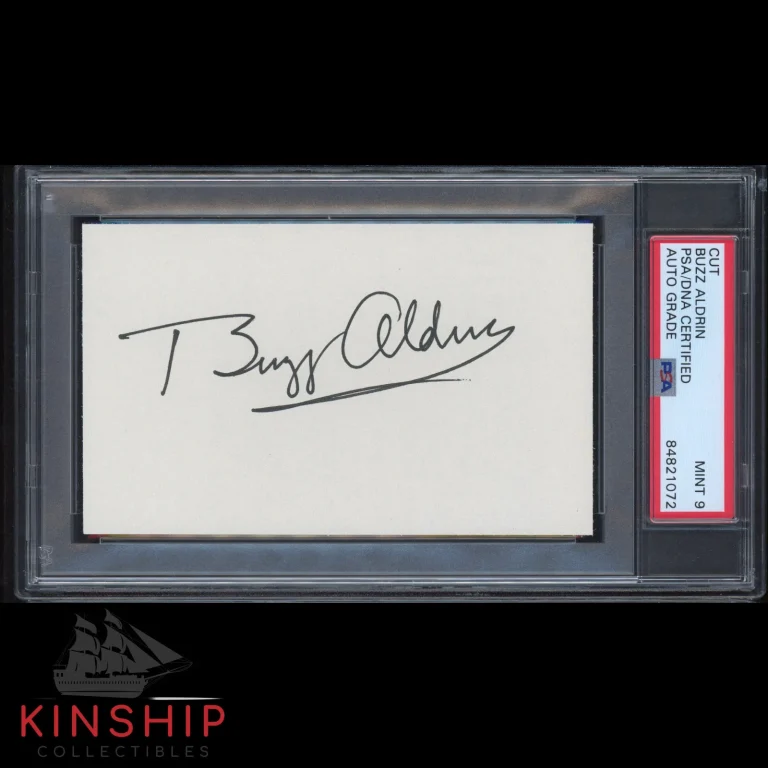 Buzz Aldrin signed 3x5 Cut PSA DNA Slabbed Auto Apollo 11 Space Astronaut C1272