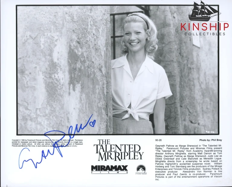 Gwyneth Paltrow signed 8x10 Mr Ripley Promo Photo JSA COA Vintage Auto B1151