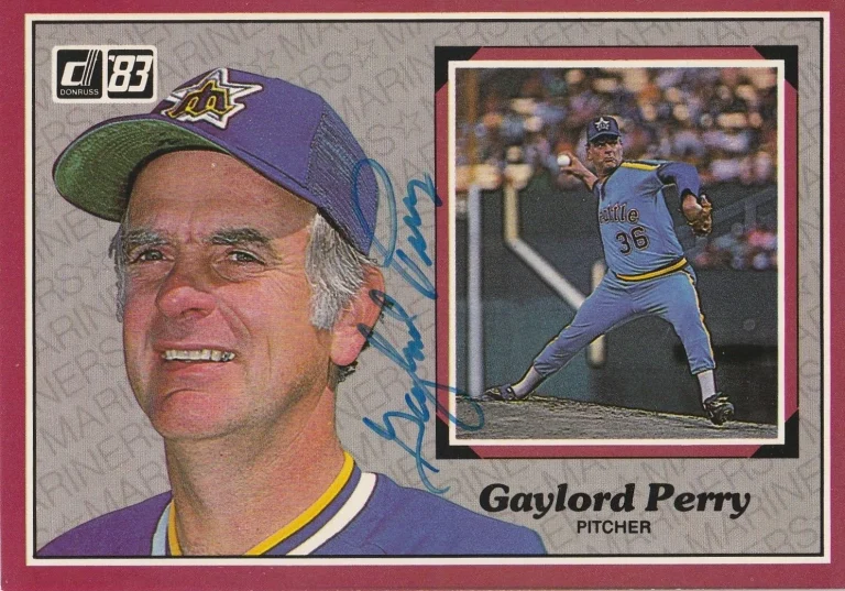 GAYLORD PERRY SEATTLE MARINERS  SIGNED 1983 DONRUSS ACTION ALL STAR CARD #28