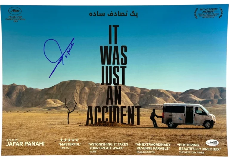 JAFAR PANAHI SIGNED IT WAS JUST AN ACCIDENT 12X18 MOVIE POSTER PHOTO JSA COA