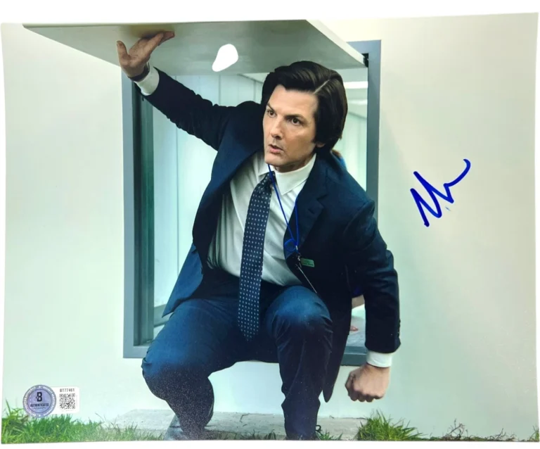 ADAM SCOTT SIGNED SEVERANCE 8X10 PHOTO 4 MARK SCOUT PARKS RECREATION AUTO BAS
