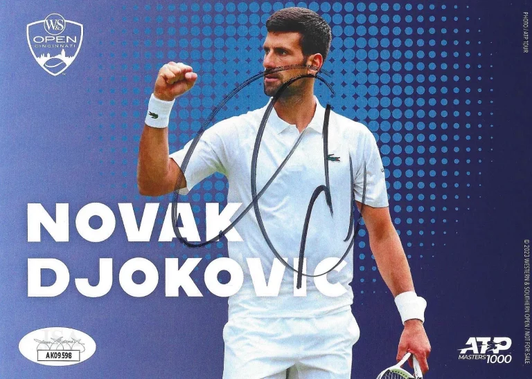 NOVAK DJOKOVIC Signed  Autographed 5x7 Promo Card W&S Open Cincinnati JSA
