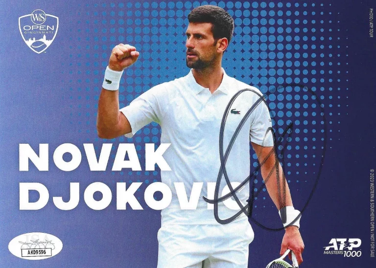 NOVAK DJOKOVIC Signed  Autographed 5x7 Promo Card W&S Open Cincinnati JSA Coa