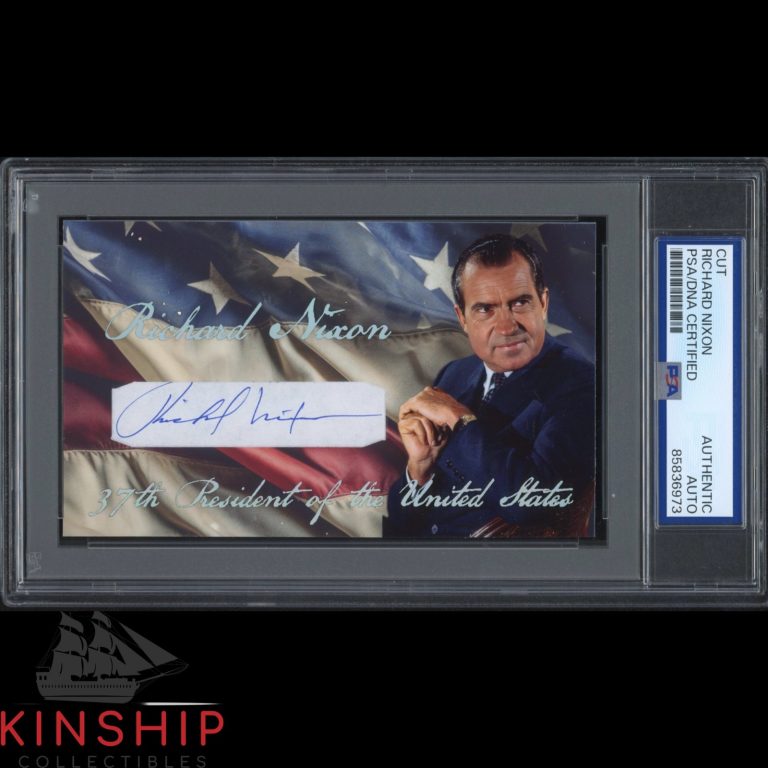 President Richard Nixon signed Cut 3x5 Custom Card PSA DNA Slab Auto C6509