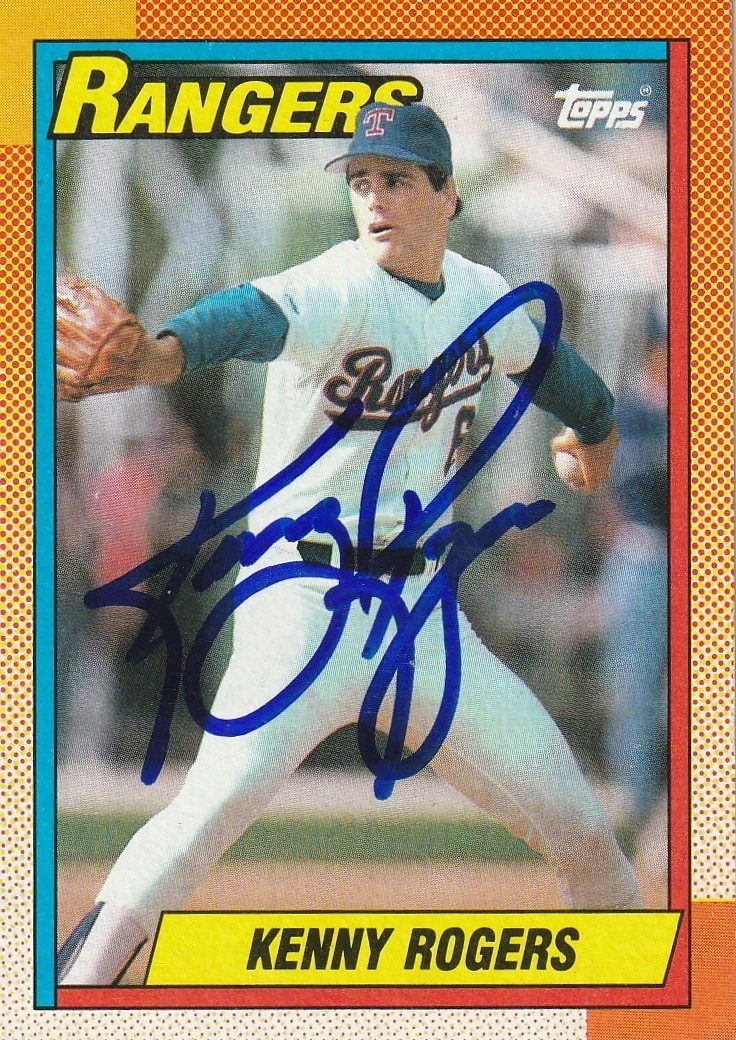 KENNY ROGERS TEXAS RANGERS  SIGNED 1990 TOPPS CARD #683