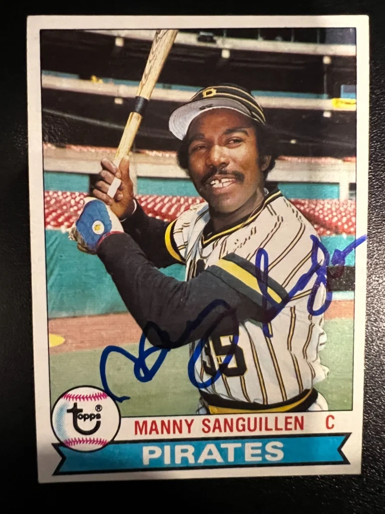 MANNY SANGUILLEN PITTSBURGH PIRATES SIGNED 1979 TOPPS CARD #447