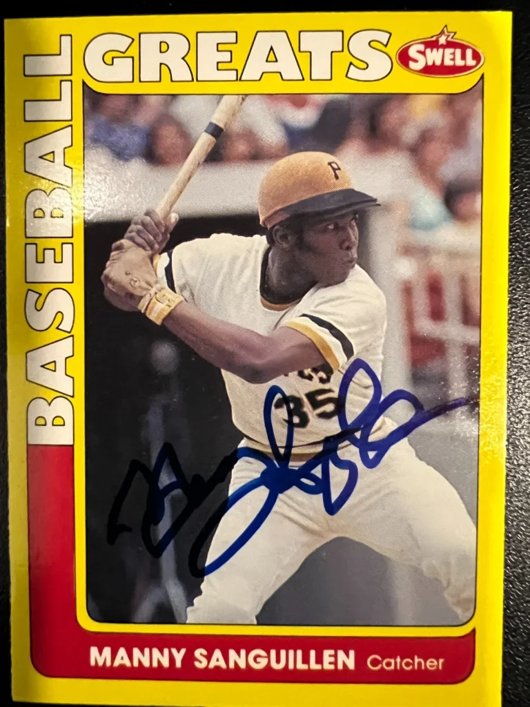 MANNY SANGUILLEN PITTSBURGH PIRATES  SIGNED 1990 SWELL CARD #80