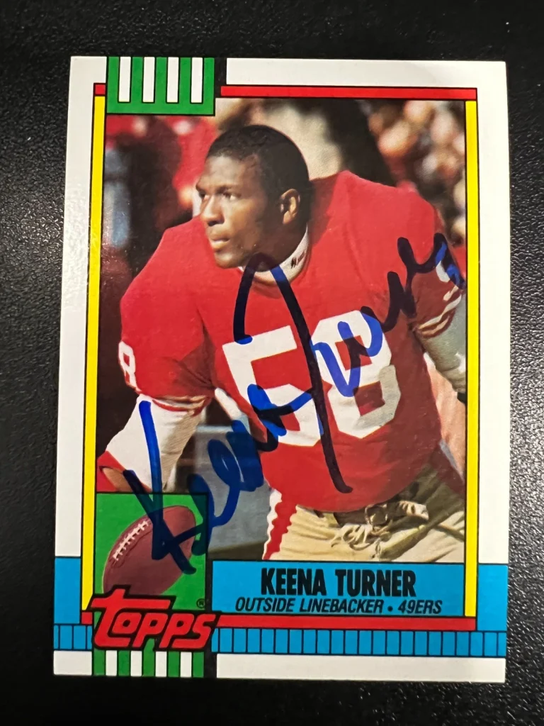 KEENA TURNER SAN FRANCISCO 49ERS SIGNED 1990 TOPPS CARD #24