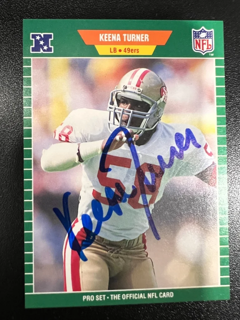 KEENA TURNER SAN FRANCISCO 49ERS SIGNED 1989 PRO SET CARD #385