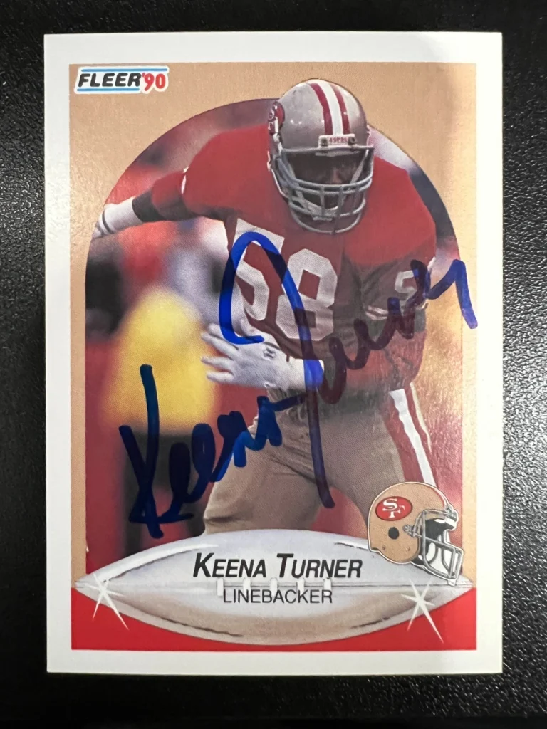 KEENA TURNER SAN FRANCISCO 49ERS SIGNED 1990 FLEER CARD #15