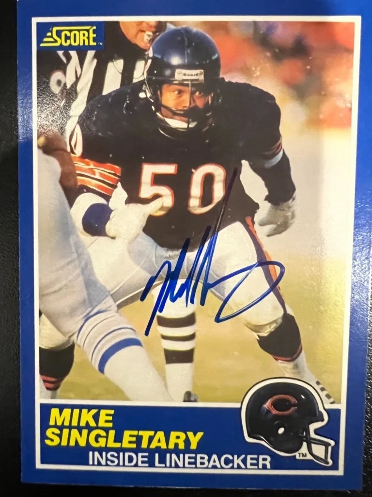 MIKE SINGLETARY CHICAGO BEARS SIGNED 1989 SCORE CARD #50
