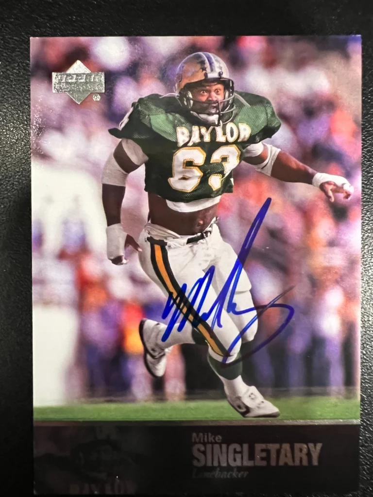 MIKE SINGLETARY BAYLOR BEARS SIGNED 2011 UPPER DECK COLLEGE LEGENDS CARD #38