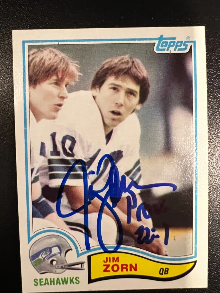 JIM ZORN SEATTLE SEAHAWKS SIGNED 1982 TOPPS CARD #255