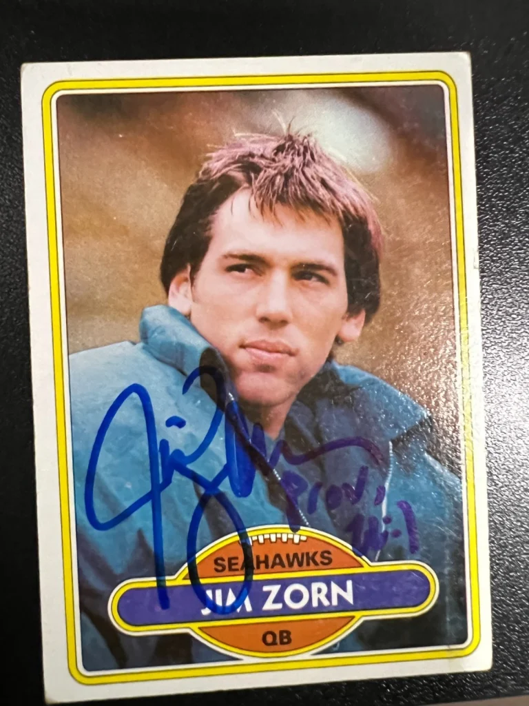 JIM ZORN SEATTLE SEAHAWKS SIGNED 1980 TOPPS CARD #20
