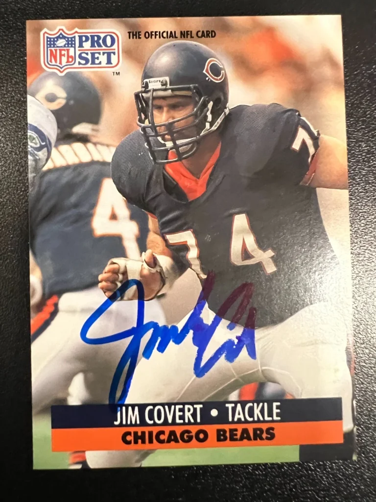 JIM COVERT CHICAGO BEARS SIGNED 1991 PRO SET CARD #102