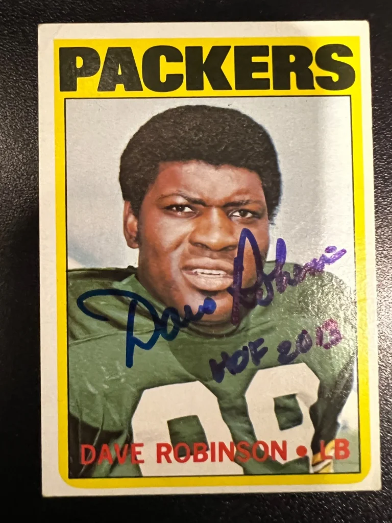 DAVE ROBINSON GREEN BAY PACKERS HOF 2013  SIGNED 1972 TOPPS CARD #116