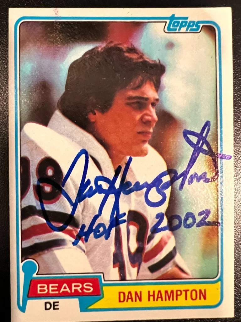 DAN HAMPTON CHICAGO BEARS HOF 2002 SIGNED 1981 TOPPS ROOKIE CARD #316