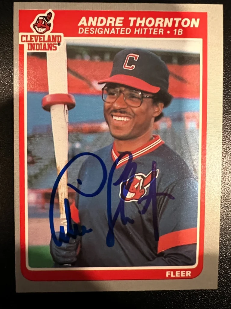 ANDRE THORNTON CLEVELAND INDIANS SIGNED 1985 FLEER CARD #457
