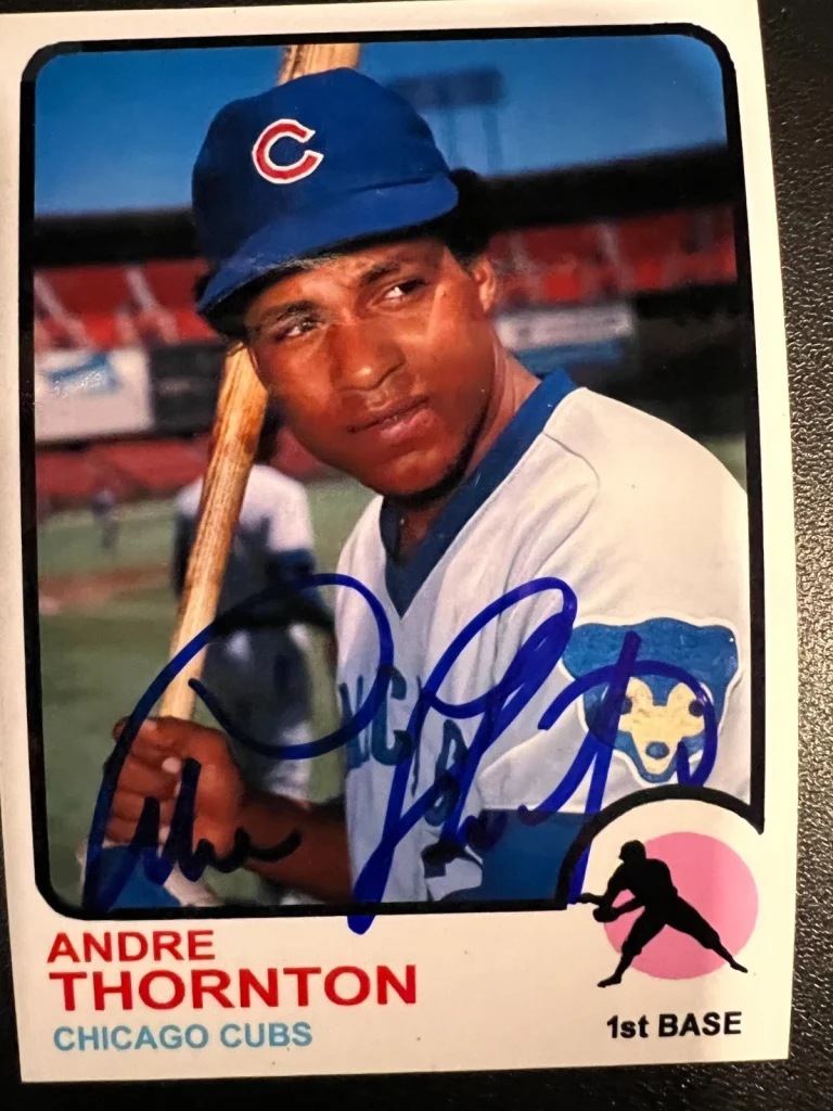 ANDRE THORNTON CHICAGO CUBS SIGNED 1973 STYLE CUSTOM CARD