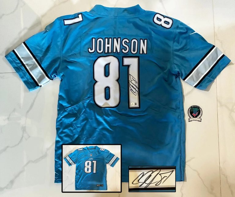 Calvin Johnson Signed Jersey Detroit Lions Beckett BAS COA