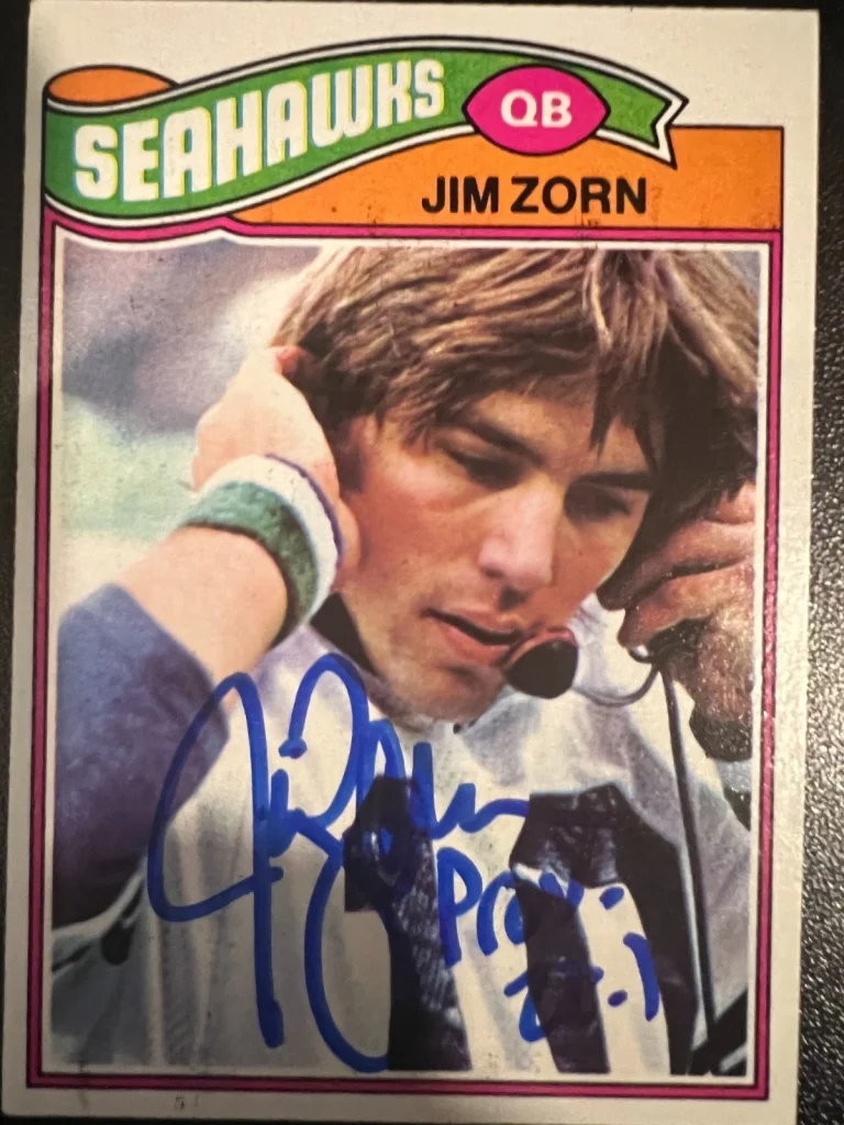 JIM ZORN SEATTLE SEAHAWKS SIGNED 1977 TOPPS ROOKIE CARD #65