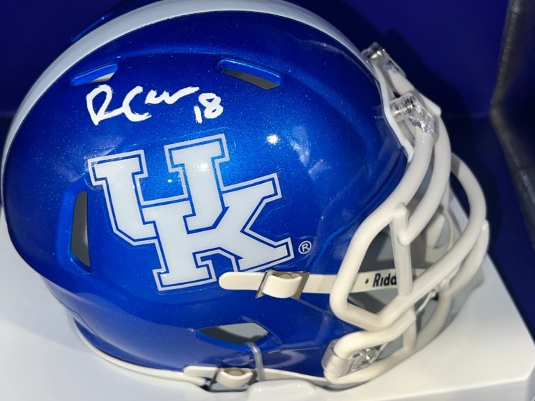 RANDALL COBB KENTUCKY WILDCATS JSA AUTHENTICATED SIGNED BLUE MINI HELMET