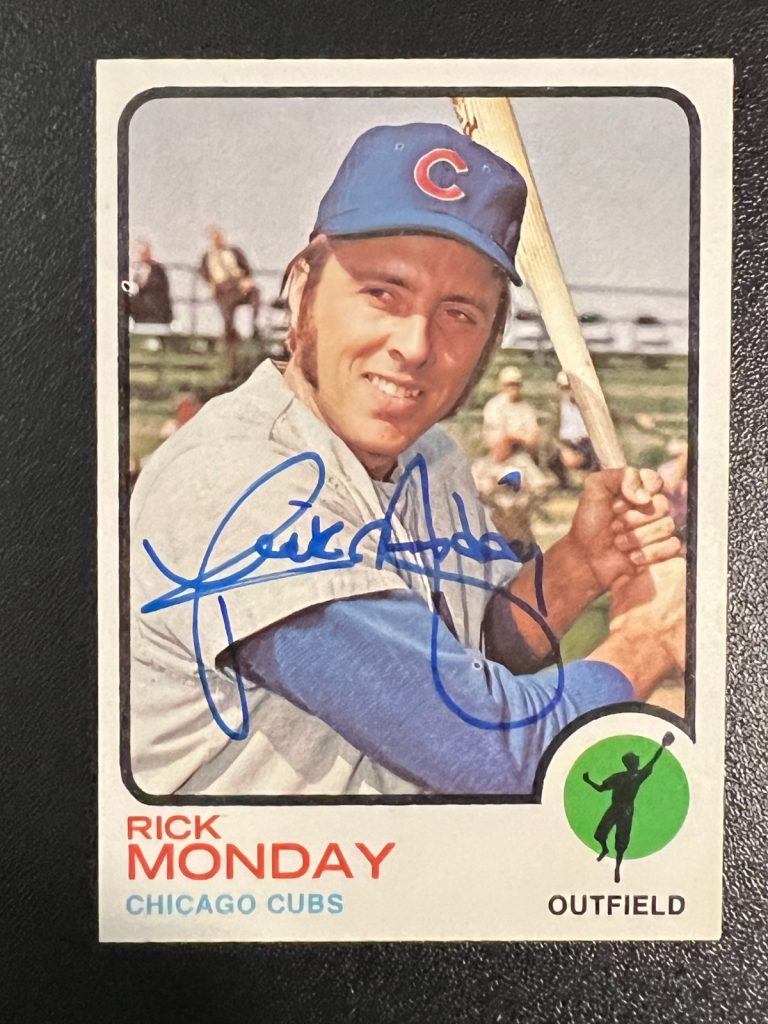 RICK MONDAY CHICAGO CUBS SIGNED 1973 TOPPS CARD #44