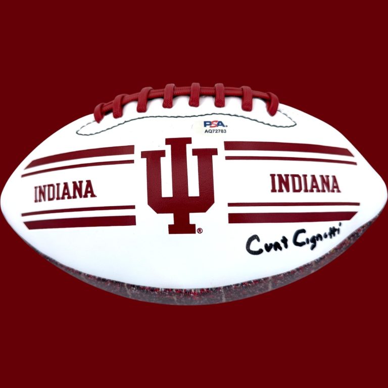 CURT CIGNETTI SIGNED INDIANA HOOSIERS LOGO FOOTBALL CHAMPIONS PSA/DNA