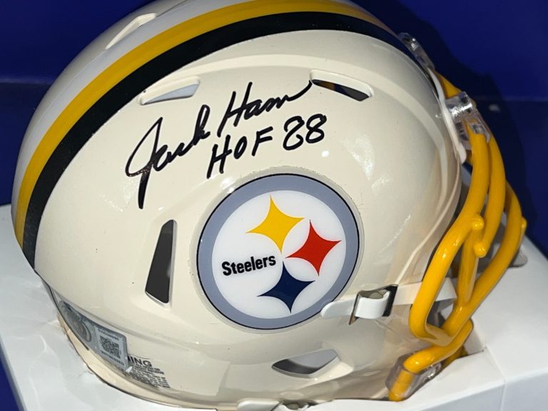 JACK HAM PITTSBURGH STEELERS HOF 88  BECKETT AUTHENTICATED SIGNED MINI HELMET