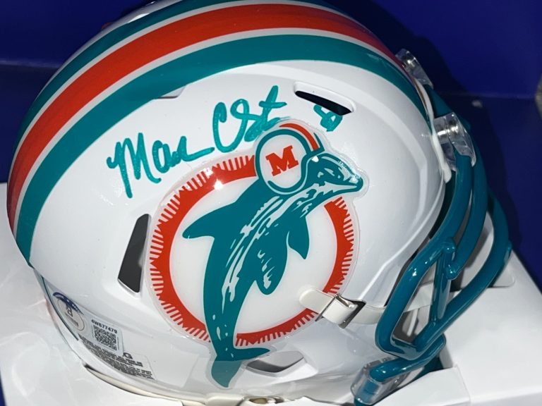 MARK CLAYTON MIAMI DOLPHINS  BECKETT AUTHENTICATED SIGNED TB MINI HELMET