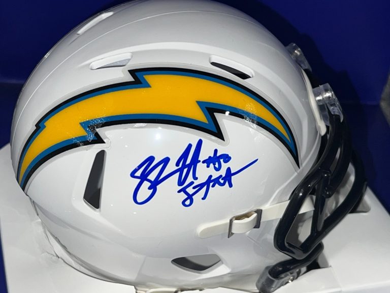 SHAWN MERRIMAN SAN DIEGO CHARGERS JSA  AUTHENTICATED SIGNED MINI HELMET