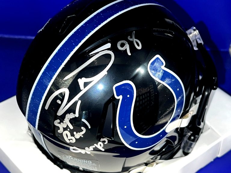 ROBERT MATHIS INDIANAPOLIS COLTS SB CHAMPS JSA SIGNED BLACK ALT MINI HELMET