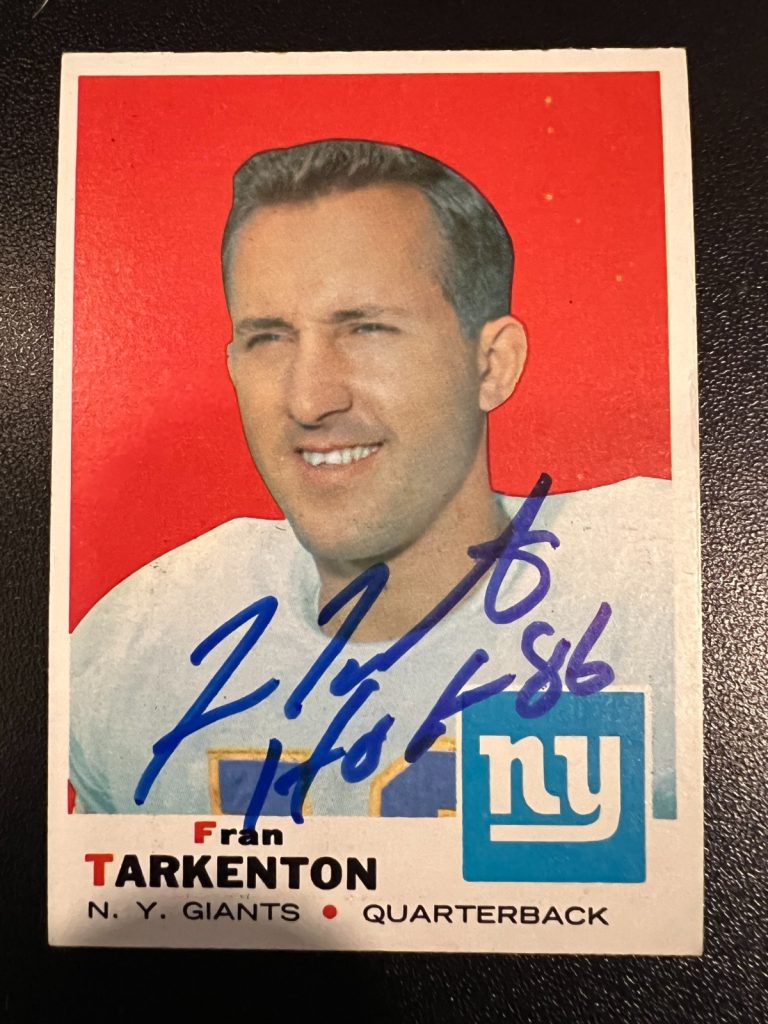 FRAN TARKENTON NEW YORK GIANTS HOF 86 SIGNED 1969 TOPPS CARD #150