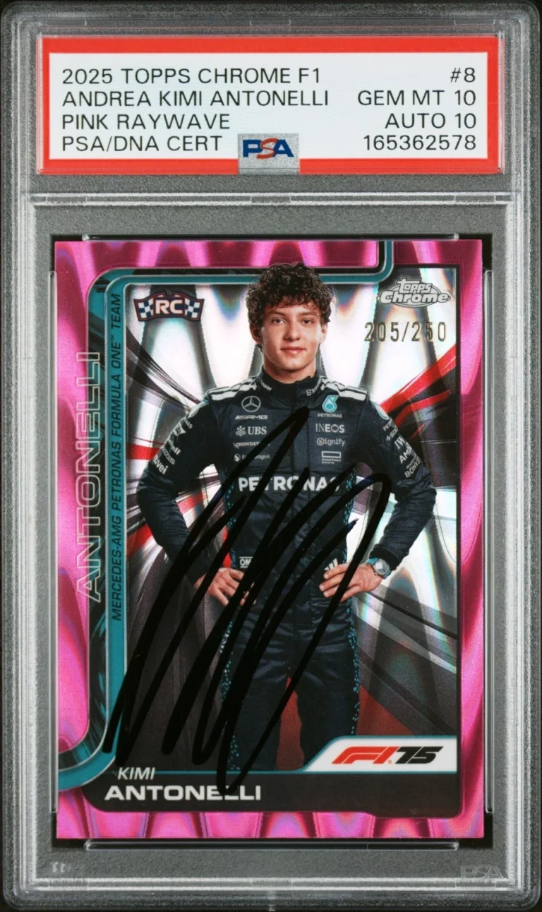 Kimi Antonelli Signed 2025 Topps Chrome F1 Pink RayWave RC /250 PSA 10 Auto 10