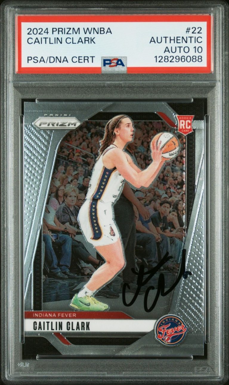 CAITLIN CLARK SIGNED 2024 PANINI PRIZM WNBA #22 ROOKIE CARD FEVER RC PSA AUTO 10