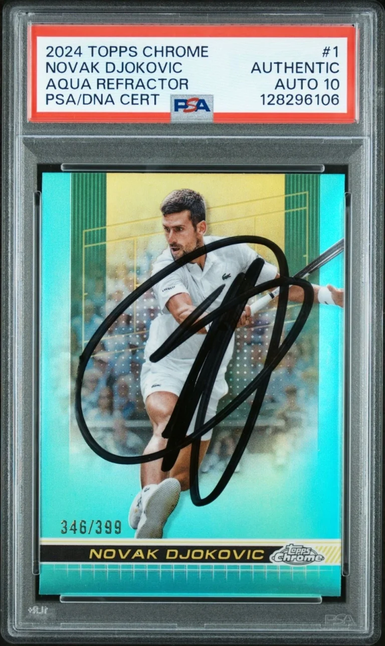 2024 Topps Chrome Tennis #1 Novak Djokovic Aqua Refractor /399 PSA 10 Auto