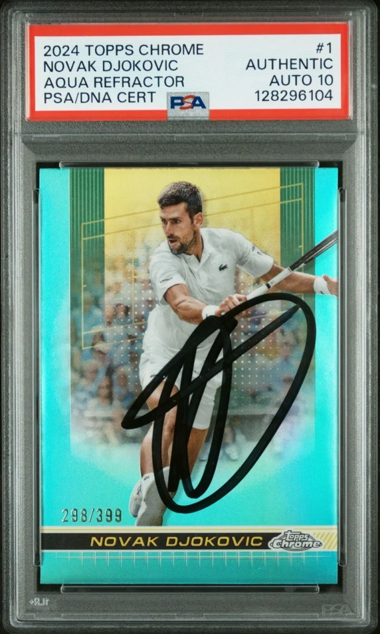 2024 Topps Chrome Tennis Novak Djokovic Signed Aqua Refractor /399 PSA Auto 10