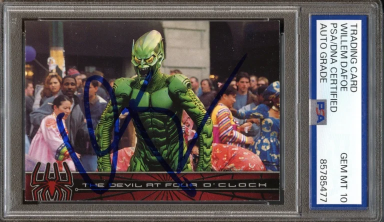 WILLEM DAFOE SIGNED 2002 TOPPS MARVEL SPIDER-MAN #50 GREEN GOBLIN PSA AUTO 10