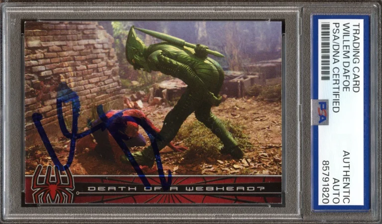 WILLEM DAFOE SIGNED 2002 TOPPS MARVEL SPIDER-MAN #77 GREEN GOBLIN PSA AUTO