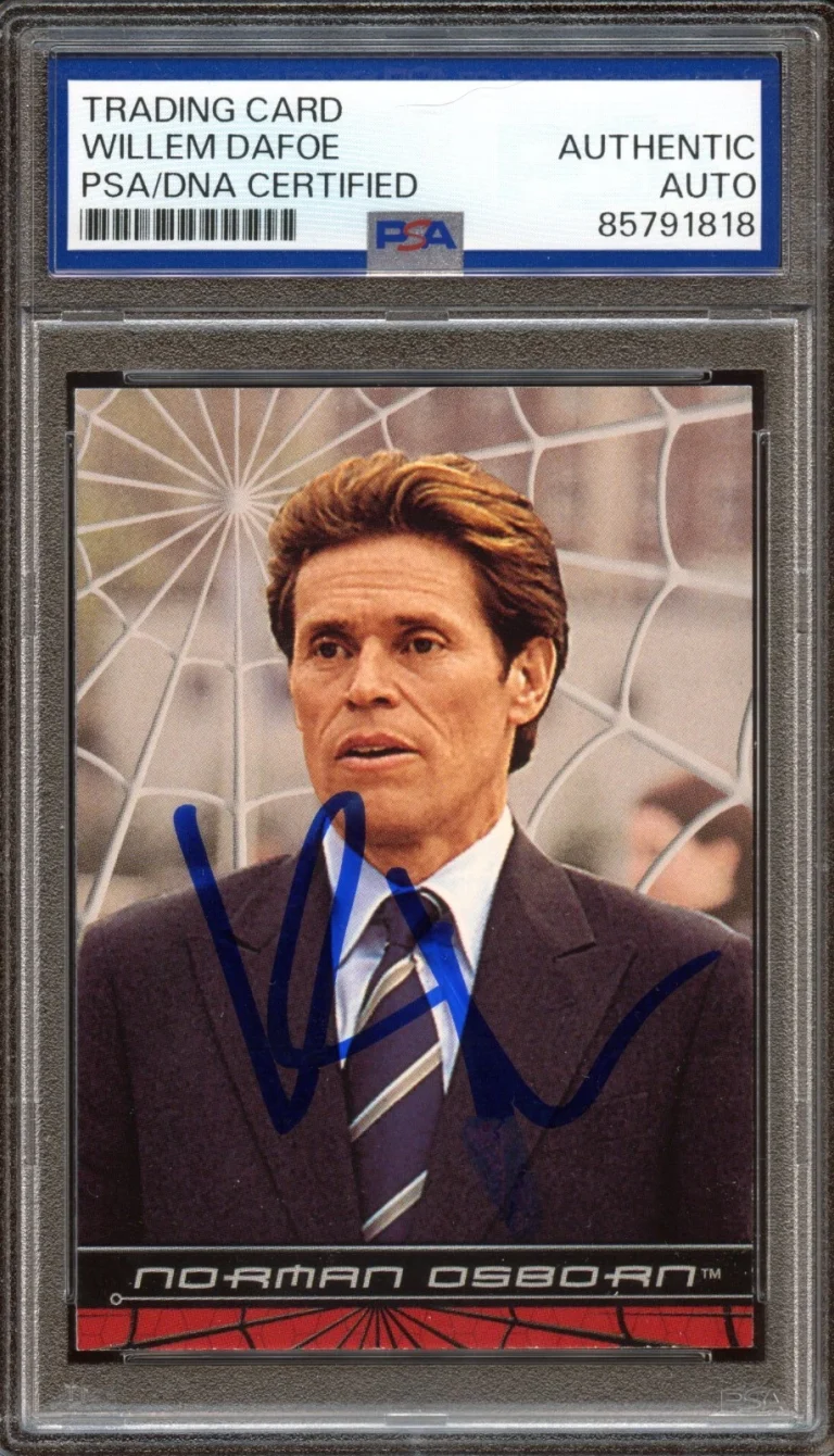 WILLEM DAFOE SIGNED 2002 TOPPS MARVEL SPIDER-MAN #8 GREEN GOBLIN PSA AUTO