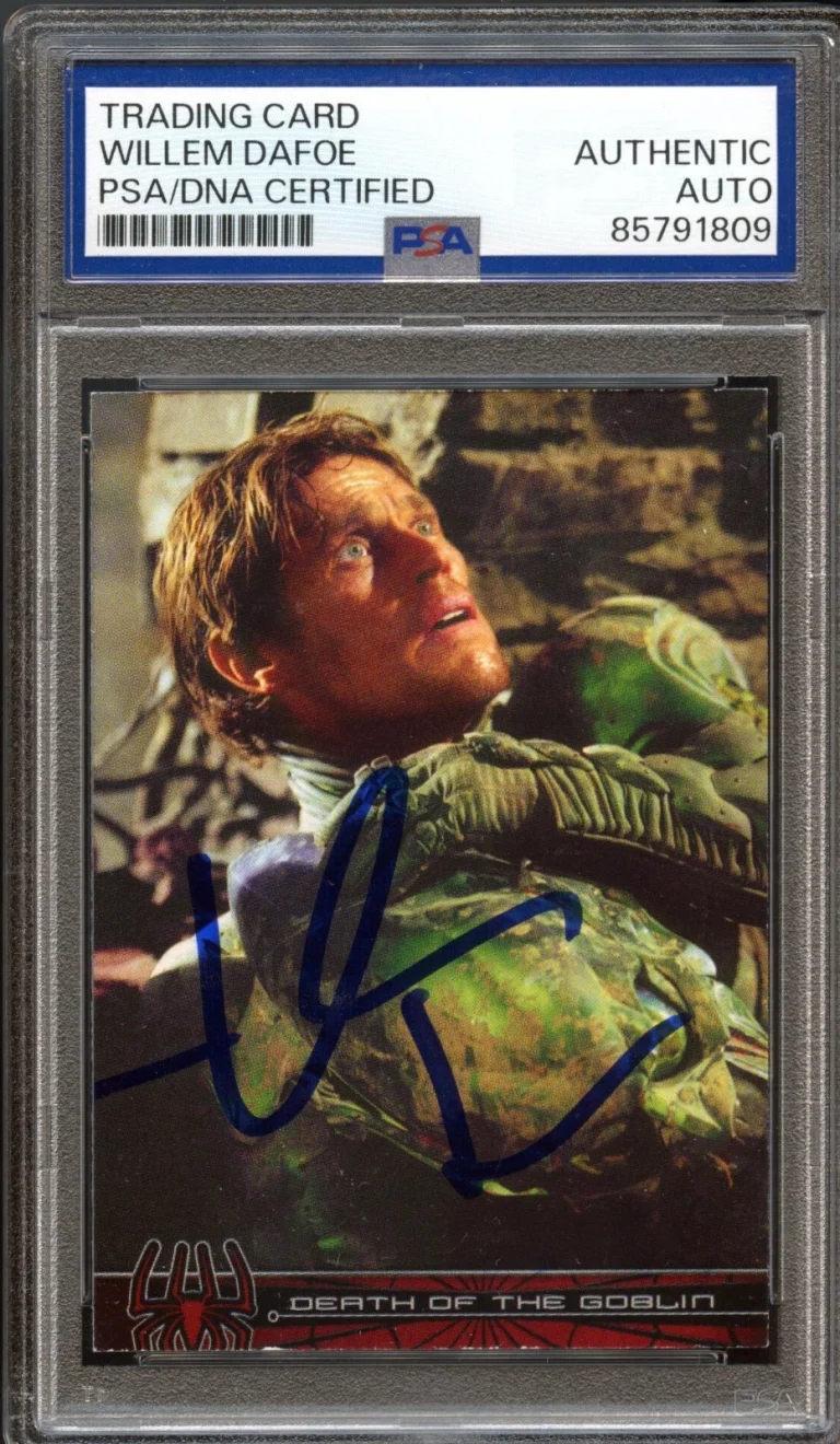WILLEM DAFOE SIGNED 2002 TOPPS MARVEL SPIDER-MAN #79 GREEN GOBLIN PSA AUTO