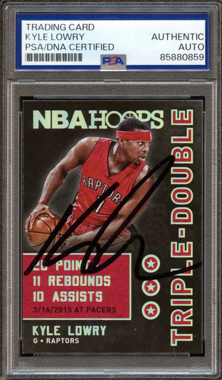 Kyle Lowry Signed 2015-16 Hoops #32 Triple-Double Toronto Raptors PSA Auto