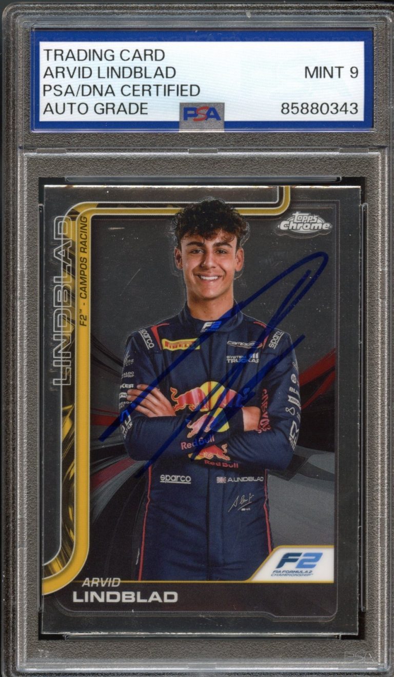 Arvid Lindblad Signed 2025 Topps Chrome F1 #23 Rookie Card RC PSA Auto