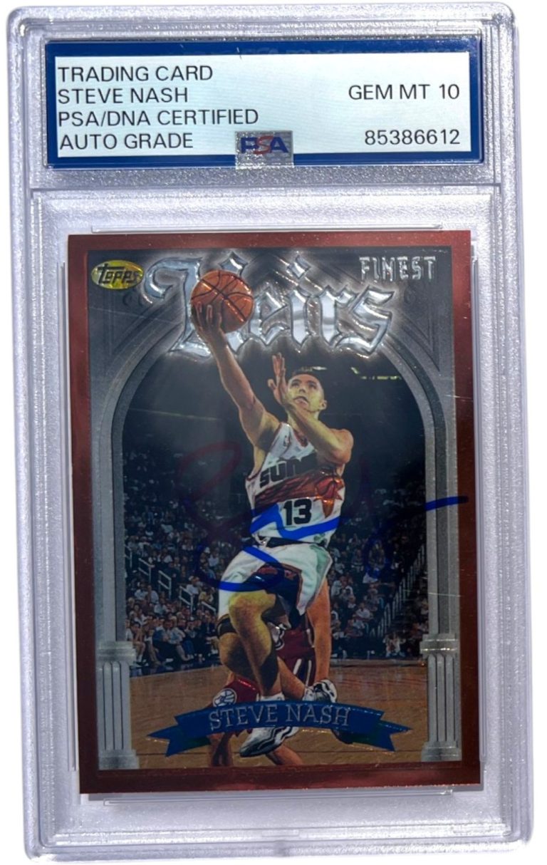 STEVE NASH SIGNED 1996 TOPPS FINEST HEIRS ROOKIE #217 SUNS PSA 10 AUTO