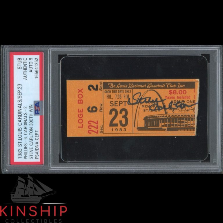Steve Carlton signed 300 Win Ticket PSA DNA Slab HOF Baseball Auto 9 C6533