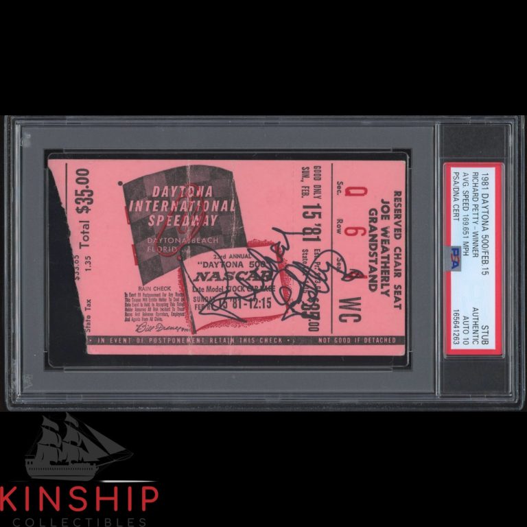 Richard Petty signed 1981 Daytona 500 Ticket PSA DNA Slab NASCAR Win Auto C6534